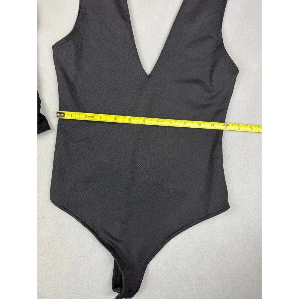 Free People Intimately 2 Piece Bundle XS Black Bodysuit & Bandeau Bra Set